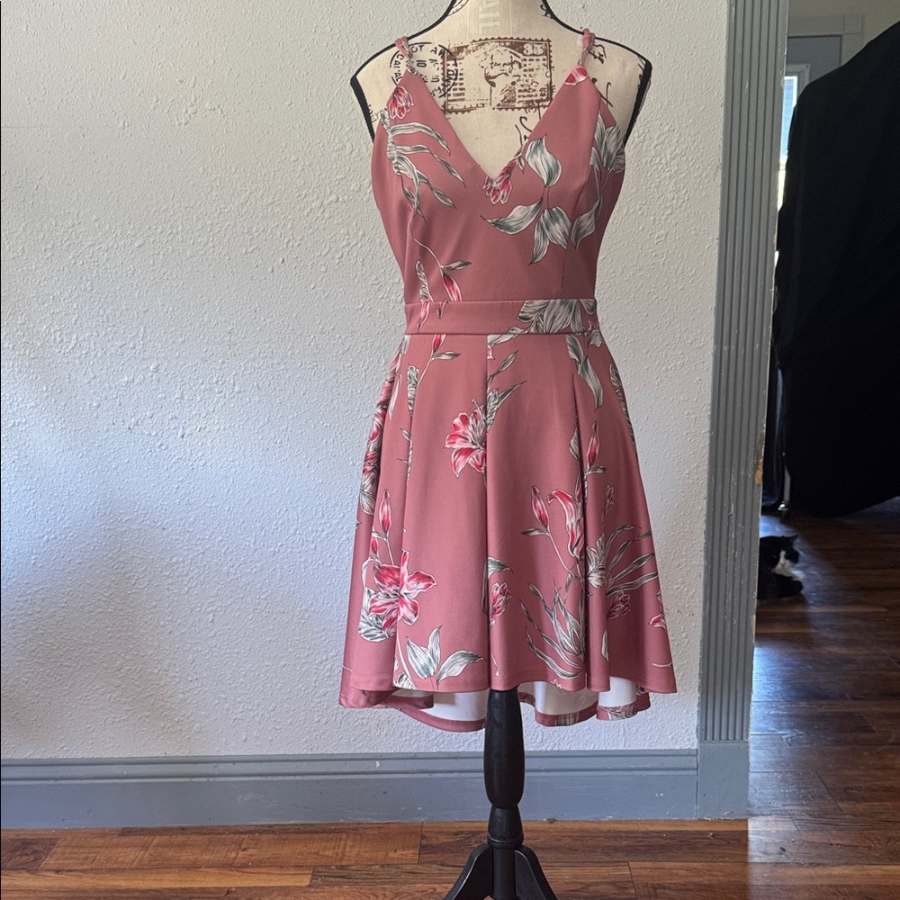Trac Dusty Rose Floral Mini Dress